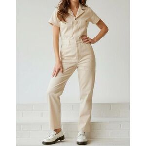 BIG BUD PRESS Heritage Short Sleeve Jumpsuit, Vintage Tee Off White, Small